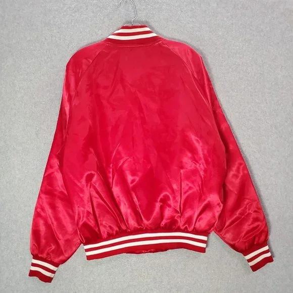 VINTAGE Bud Light Spuds‎ MacKenzie Dog Men Varsity Jacket Large Red Made In USA